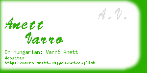 anett varro business card